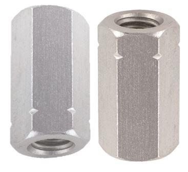 HEXAGON COUPLING NUT, DIN 6334, Mild Steel, Class 6, Zinc Plated, M10