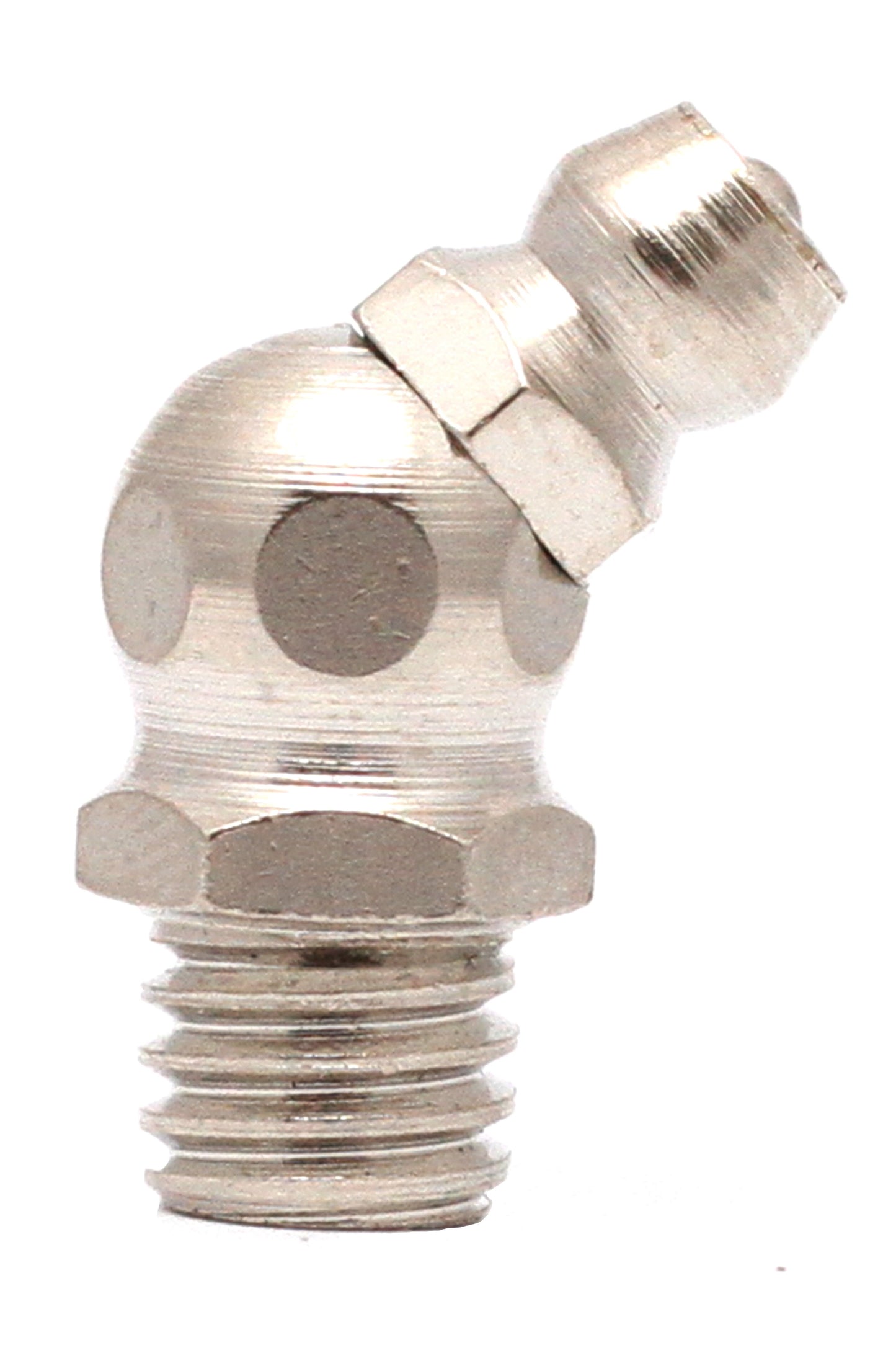 GREASE NIPPLES, STEEL, NICKEL PLATED, BS 790 EN, BALL CHECK TYPE, ANGLE 45 Degrees, BSP, 1/4 IN