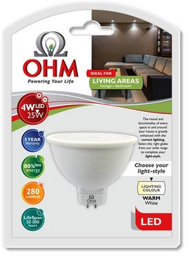 OHM LED MR16 4W GLOBE WW
