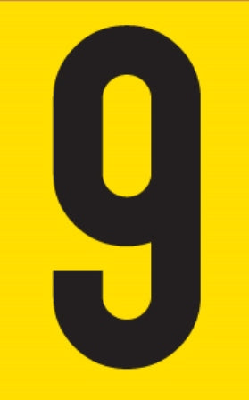 SIGN SELF ADHESIVE NO.9 38X60MM