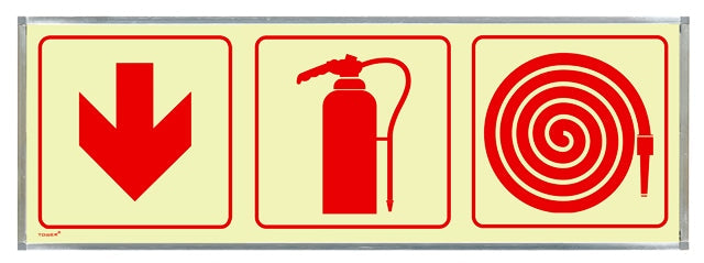 SIGN&FRAME PH/LUM FIRE HOSE&RED ARW 2SD