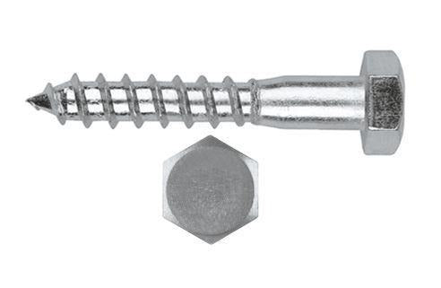HEX HEAD COACH (LAG) SCREWS - ZINC PLATED, MILD STEEL, DIN 571, M10 x 100 mm