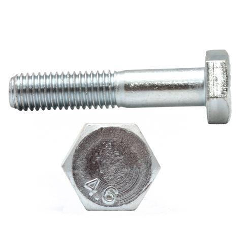 HEXAGON HEAD BOLTS - ZINC PLATED, Mild Steel-(Grade 4.6), DIN 601, M10 x 100 mm