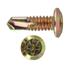 MUSHROOM HEAD SELF DRILLING (WAFER TEK) SCREWS, HARDENED CARBON STEEL Zinc Plated & YELLOW PASSIVATED, DIN 7504-M-H, #10x16 mm