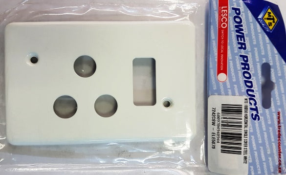 ELEC MTS COVER STL WHITE HORIZ 100X50MM