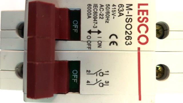 ELEC MTS ISOLATOR MINI D/POLE 63A