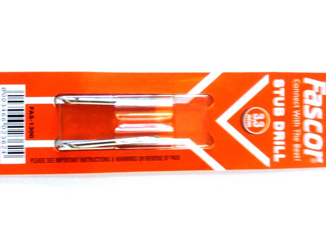 DRILL FASCOR STUB D/END 3.3MM