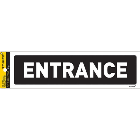 SIGN SELF ADHESIVE ENTRANCE 180X50MM