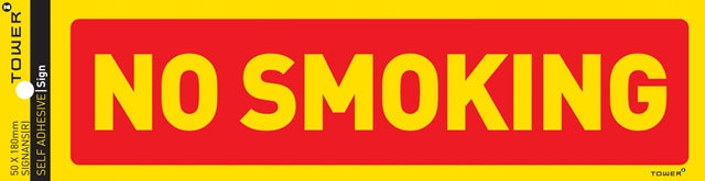 SIGN SELF ADHESIVE NO SMOKING 180X50MM