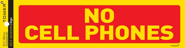 SIGN SELF ADHESIVE NO CELLPHONE 180X50MM