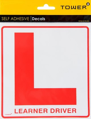 SIGN DECAL SELF ADH RED & WHITE LEARNER