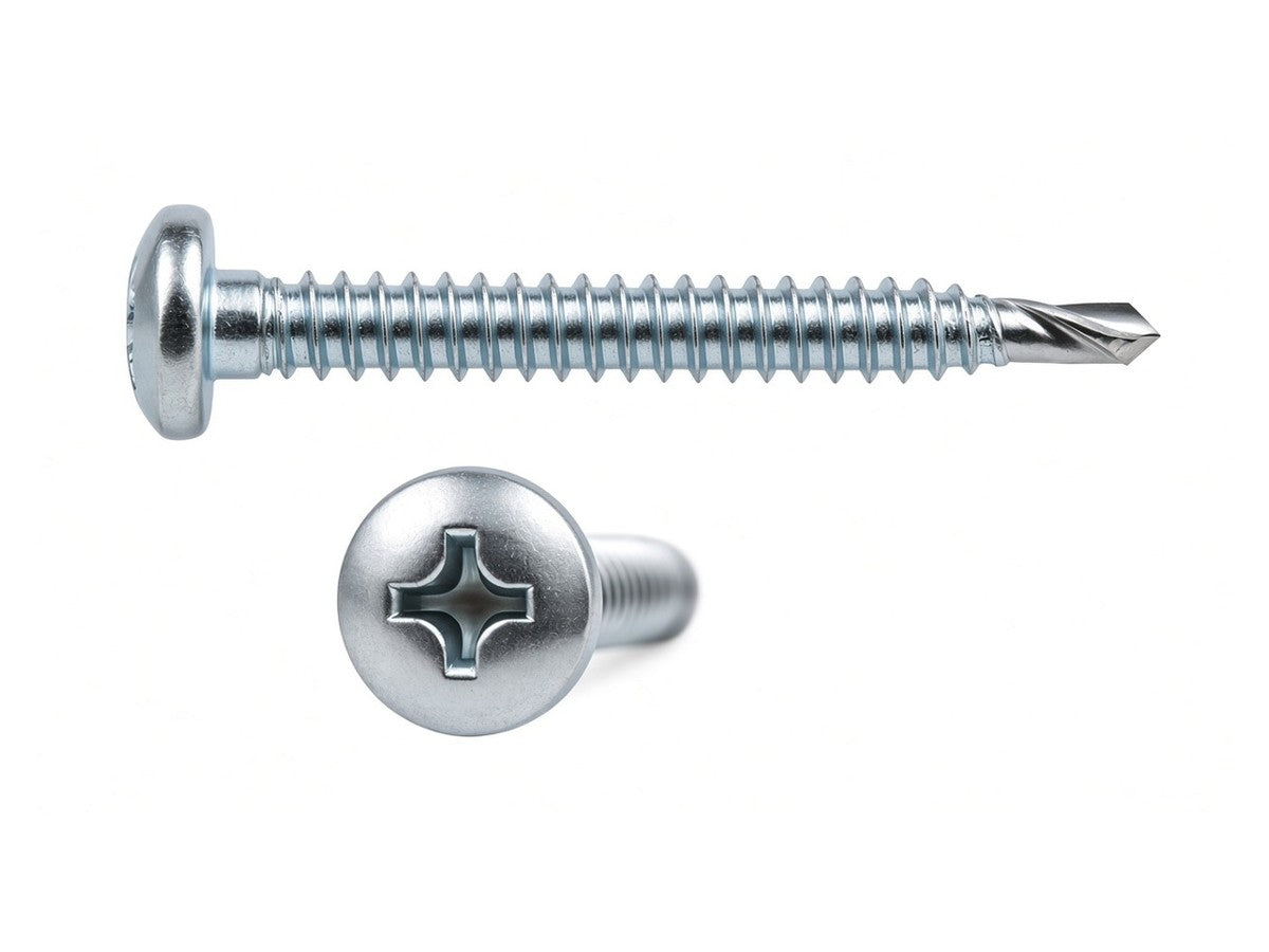 Pan Head Self Drilling Screws DIN 7504M, Case Hardened Steel, Zinc Plated, 4.2 mm x 16 MM