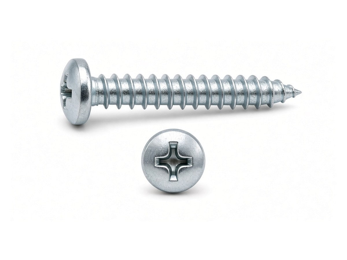 Pan Head Pozi Self, DIN 7981, Mild Steel Grade 4.8, Zinc Plated, M5.5 x 16 MM