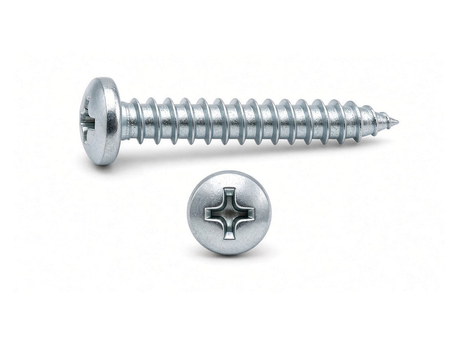 Pan Head Pozi Self, DIN 7981, Mild Steel Grade 4.8, Zinc Plated, M4.8 x 13 MM