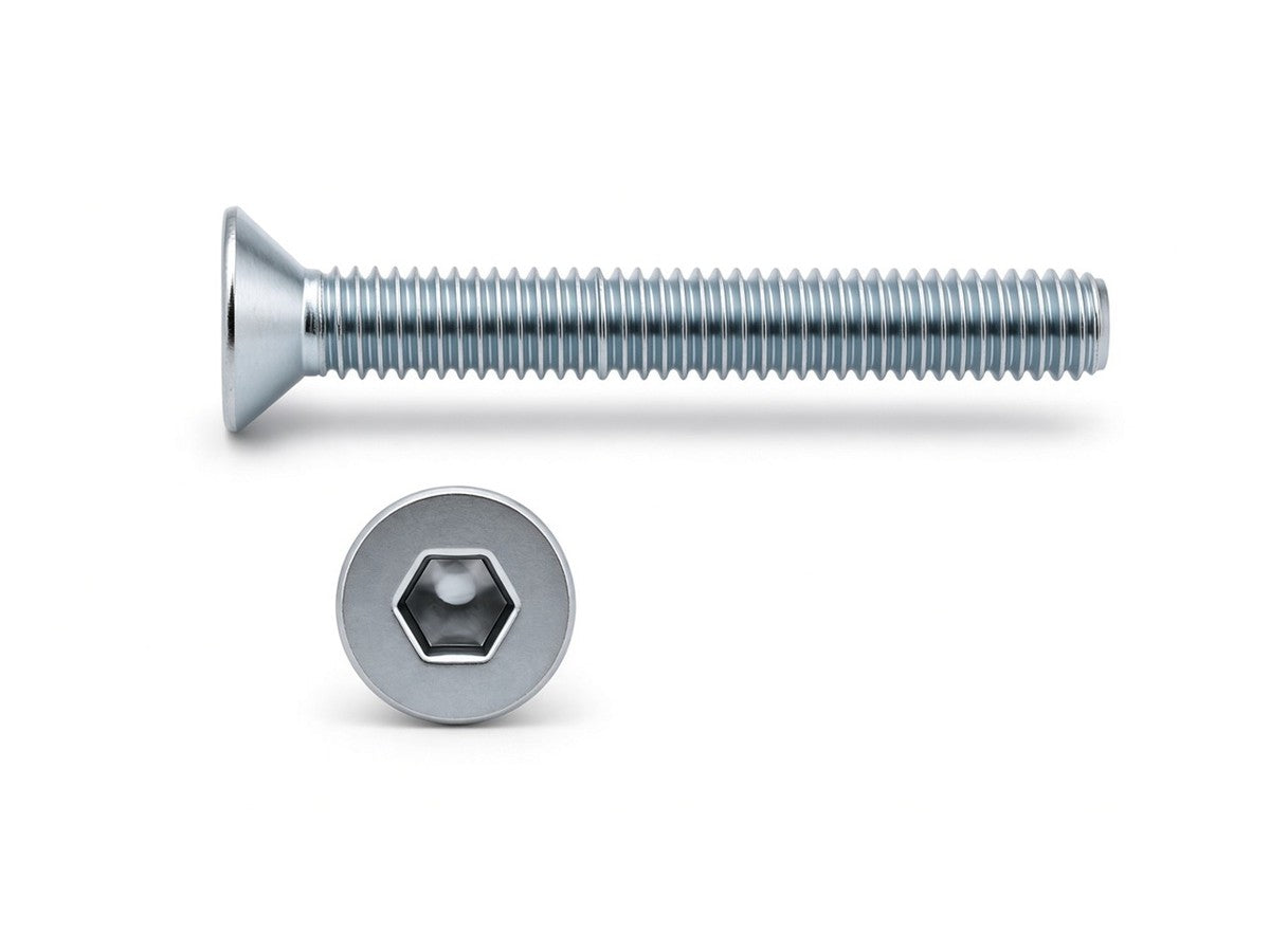 Hexagon Socket Countersunk Head Screws, DIN 7991, Alloy Grade 10.9, Zinc Plated, M8 x 16 MM