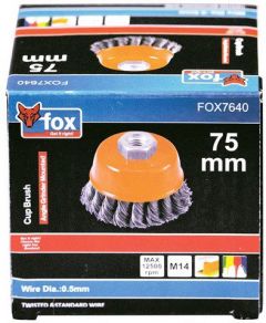 FOX TWIST KNOT WIRE CUP 75MM-M14 S/STEEL