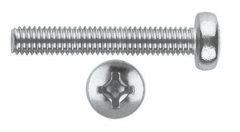 PAN HEAD POZI MACHINE SCREWS - DIN 7985(ISO 7045), STAINLESS STEEL, GRADE  18/8 - (A2) 304, M6x20 mm